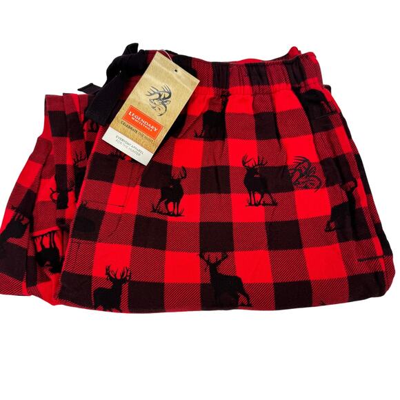 Legendary Whitetails Pajama Pants Mens XL Red Black Check Buck Print COMFY NEW - Picture 1 of 10